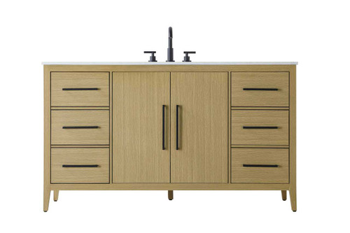 60 Inch Single Bathroom Vanity In Honey Brown (VF29360MHB)