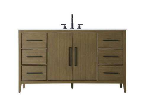Elegant Furniture and Lighting 60 Inch Single Bathroom Vanity In Chestnut Brown (VF29360MCB)