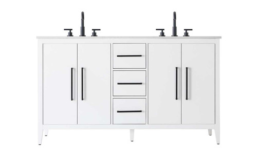 Elegant Furniture and Lighting 60 Inch Double Bathroom Vanity In White (VF29360DWH)