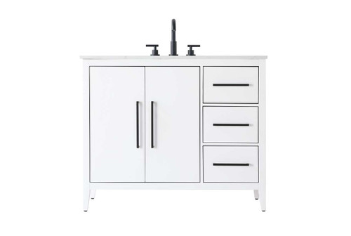 42 Inch Single Bathroom Vanity In White (VF29342WH)