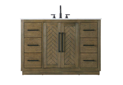 Elegant Furniture and Lighting 48 Inch Single Bathroom Vanity In Hazel Oak (VF29048HO)