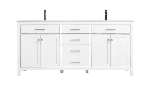 72 Inch Double Bathroom Vanity In White (VF23372DWH)