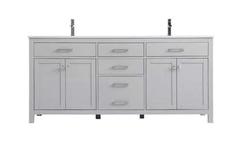 72 Inch Double Bathroom Vanity In Grey (VF23372DGR)