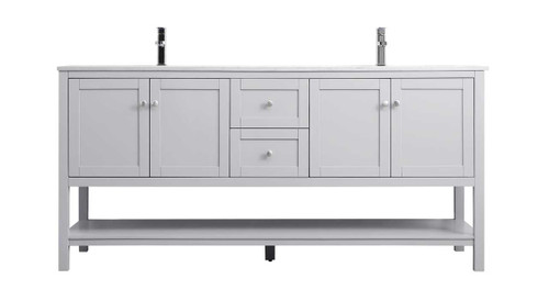 Elegant Furniture and Lighting 72 Inch Double Bathroom Vanity In Grey (VF22272DGR)