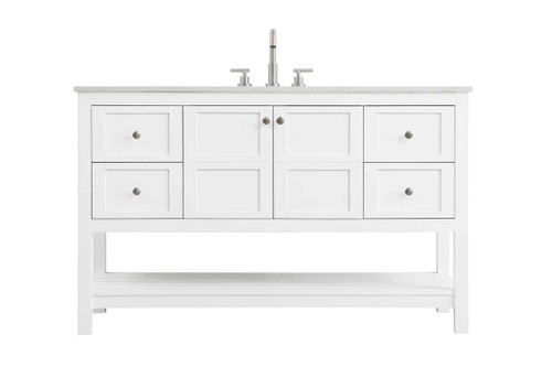 54 Inch Single Bathroom Vanity In White (VF16454WH)