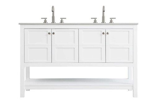 54 Inch Double Bathroom Vanity In White (VF16454DWH)