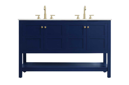 54 Inch Double Bathroom Vanity In Blue (VF16454DBL)