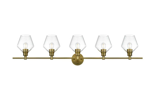 Gene 5 Light Satin Gold And Clear Glass Wall Sconce (LD2324SG)
