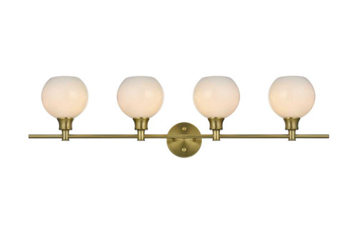 Elegant Furniture and Lighting Collier 4 Light Satin Gold And Frosted White Glass Wall Sconce (LD2323SG)
