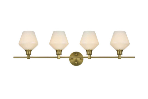 Gene 4 Light Satin Gold And Frosted White Glass Wall Sconce (LD2321SG)