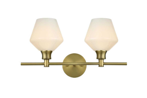 Elegant Furniture and Lighting Gene 2 Light Satin Gold And Frosted White Glass Wall Sconce (LD2313SG)