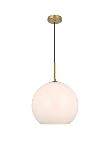 Baxter 14 Inch Pendant Frosted White Shade In Satin Gold (LD2217SG)
