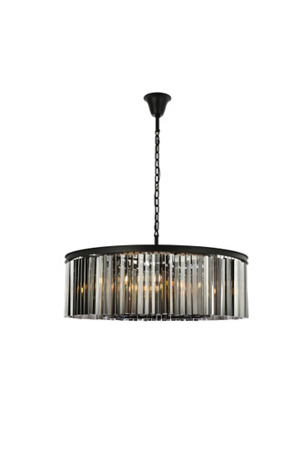 Sydney 10 Light Matte Black Chandelier Silver Shade (Grey) Royal Cut Crystal (1208G43MB-SS/RC)