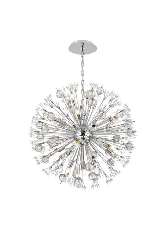 Vera 32 Inch Crystal Starburst Round Pendant In Chrome (2550D32C)
