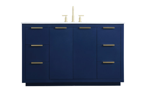54 Inch Single Bathroom Vanity In Blue (VF19454BL)