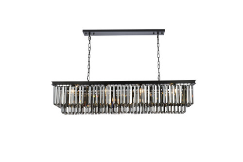 Sydney 12 Light Matte Black Chandelier Silver Shade (Grey) Royal Cut Crystal (1232D60MB-SS/RC)