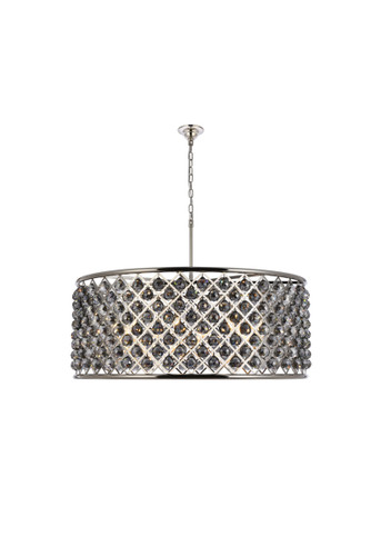 Madison 10 Light Polished Nickel Chandelier Silver Shade (Grey) Royal Cut Crystal (1214G43PN-SS/RC)