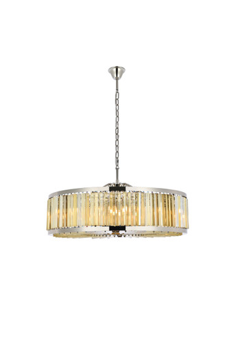 Chelsea 10 Light Polished Nickel Chandelier Golden Teak (Smoky) Royal Cut Crystal (1203G43PN-GT/RC)