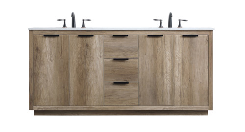 72 Inch Double Bathroom Vanity In Natural Oak (VF19472DNT)