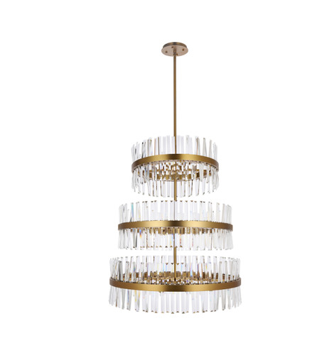 Serephina 36 Inch 3 Tiers Crystal Round Chandelier Light In Satin Gold (6200G36L3SG)