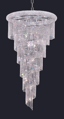 Elegant Furniture and Lighting Spiral 22 Light Chrome Chandelier Clear Royal Cut Crystal (V1801SR30C/RC)