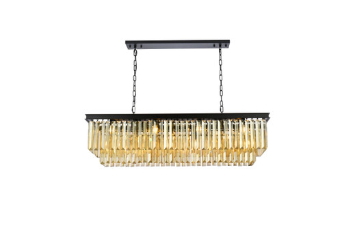 Sydney 12 Light Matte Black Chandelier Golden Teak (Smoky) Royal Cut Crystal (1232D50MB-GT/RC)