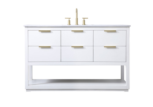 54 Inch Single Bathroom Vanity In White (VF19254WH)