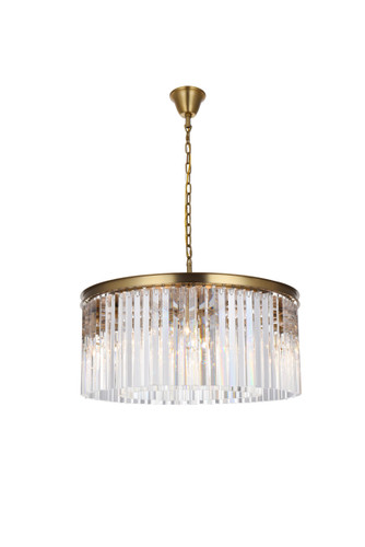 Sydney 31.5 Inch Round Crystal Chandelier In Satin Gold (1208D31SG/RC)