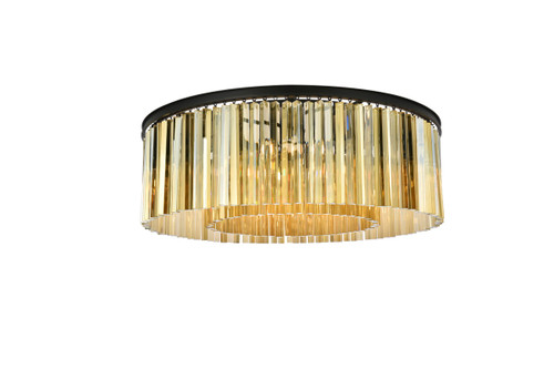 Sydney 10 Light Matte Black Flush Mount Golden Teak (Smoky) Royal Cut Crystal (1208F43MB-GT/RC)