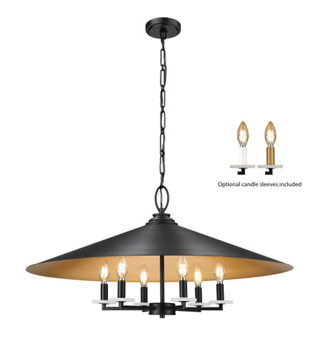 Rialto 6 Light Pendant in Matte Black (1953-32MB)