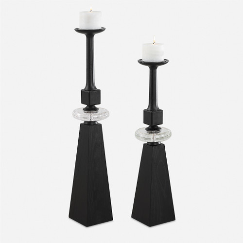 Ebon Glow Floor Candleholders Set/2 (18231)