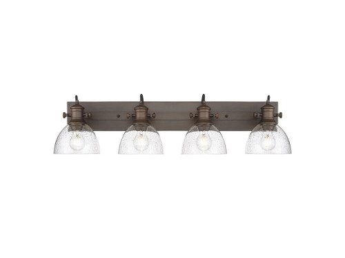 Hines 4-Light Vanity Light in Rubbed Bronze with Seeded Glass (3118-BA4 RBZ-SD)