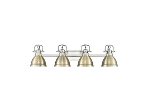 Duncan 4-Light Bath Vanity in Pewter with Aged Brass (3602-BA4 PW-AB)