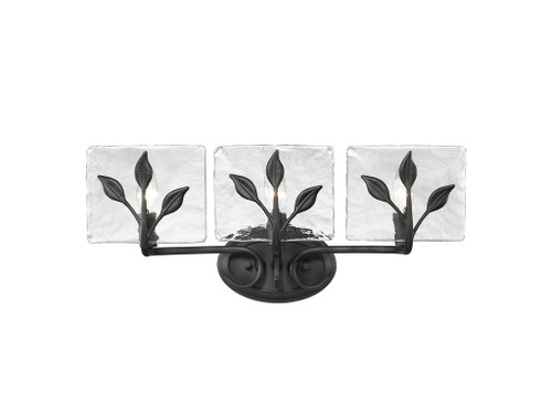 Calla 3-Light Vanity Light in Natural Black with Hammered Water Glass (3160-BA3 NB-HWG)