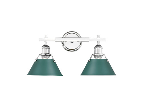 Orwell 2-Light Vanity Light in Chrome with Pine Green (3306-BA2 CH-GN)