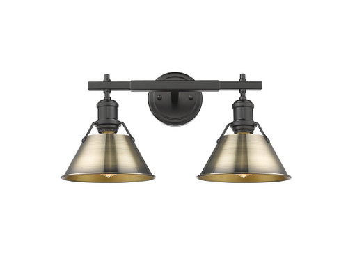 Orwell 2-Light Vanity Light in Matte Black with Aged Brass (3306-BA2 BLK-AB)