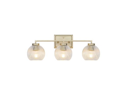 Elliott 3-Light Vanity Light in Brushed Champagne Bronze with Ribbed Clear Shade (3094-BA3 BCB-RIB)