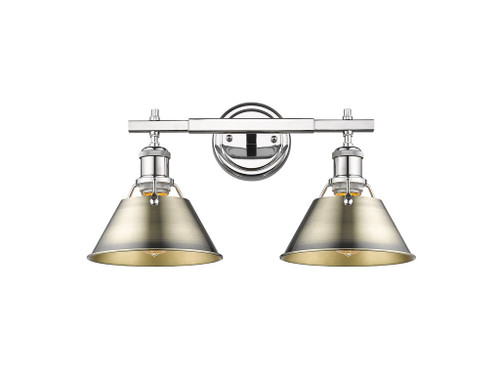 Orwell 2-Light Vanity Light in Chrome with Aged Brass (3306-BA2 CH-AB)
