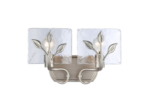 Calla 2-Light Vanity Light in Peruvian Silver with Hammered Water Glass (3160-BA2 PS-HWG)