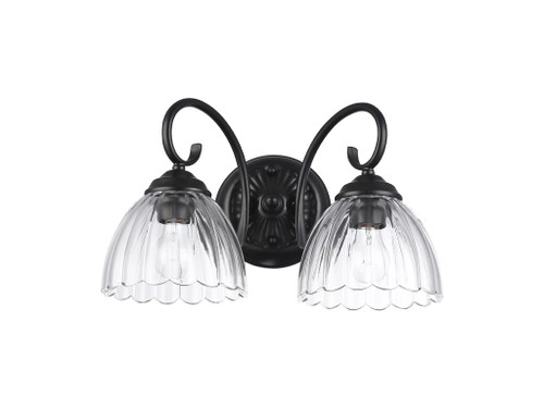 Audra 2-Light Vanity Light in Matte Black with Clear Glass (6952-BA2 BLK-CLR)
