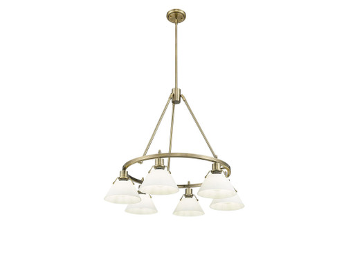 Orwell 6-Light Chandelier in Aged Brass with Opal Glass (3306-6 AB-OP)