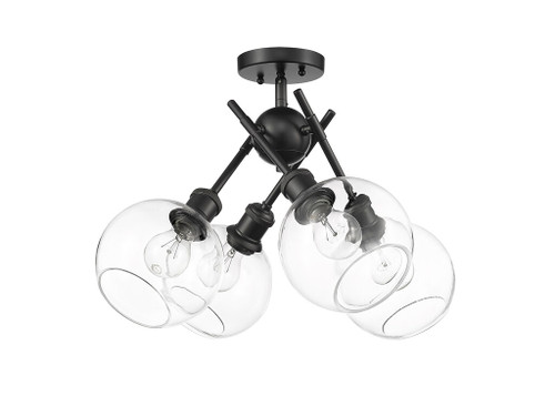 Axel BLK Semi-Flush in Matte Black with Clear Glass Shade (1945-SF BLK-GLOBE-CLR)