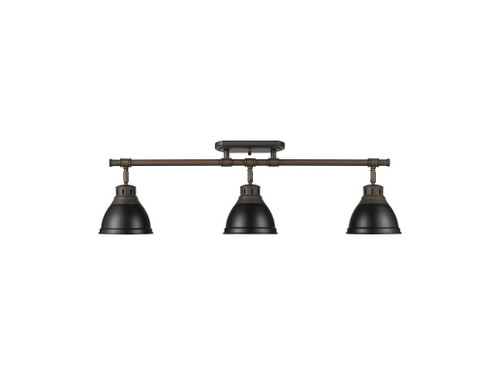 Duncan 3-Light Semi-Flush - Track Light in Rubbed Bronze with Matte Black (3602-3SF RBZ-BLK)