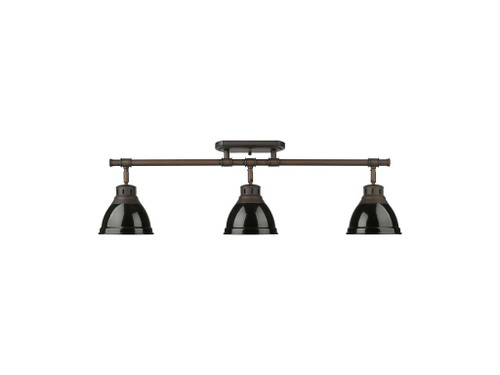 Duncan 3-Light Semi-Flush - Track Light in Rubbed Bronze with Black (3602-3SF RBZ-BK)