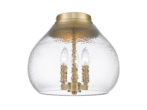 Ariella BCB 3 Light Flush Mount in Brushed Champagne Bronze with Hammered Clear Glass Shade (1094-3FM BCB-HCG)