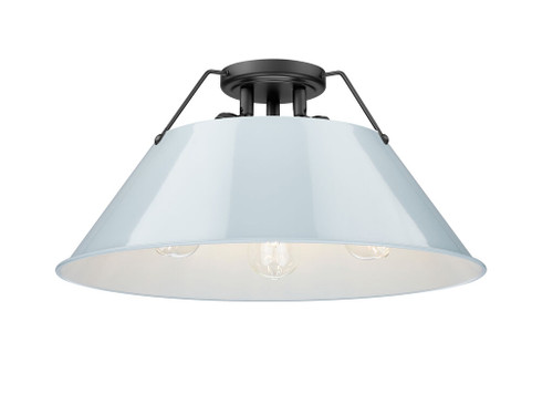 Orwell 3-Light Flush Mount in Matte Black with Dusky Blue (3306-3FM BLK-DB)