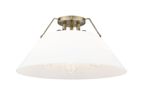 Orwell 3-Light Flush Mount in Aged Brass with Opal Glass (3306-3FM AB-OP)