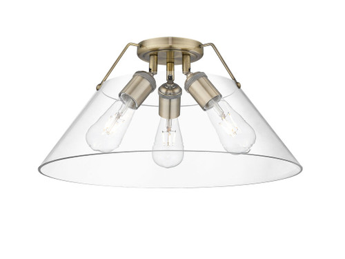 Orwell 3-Light Flush Mount in Aged Brass with Clear Glass (3306-3FM AB-CLR)