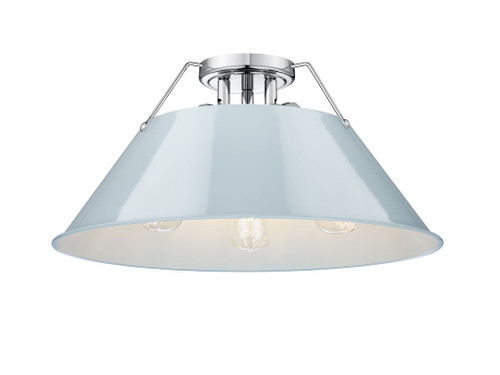 Orwell 3-Light Flush Mount in Chrome with Dusky Blue (3306-3FM CH-DB)
