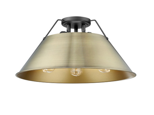 Orwell 3-Light Flush Mount in Matte Black with Aged Brass (3306-3FM BLK-AB)